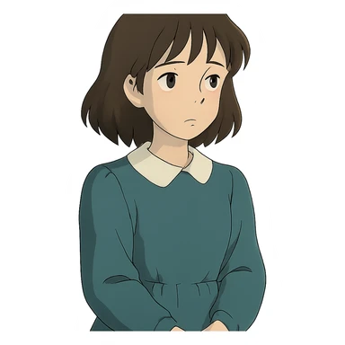 demure girl in ghibli anime style sticker