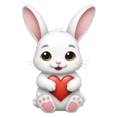 Bunny holding heart sticker