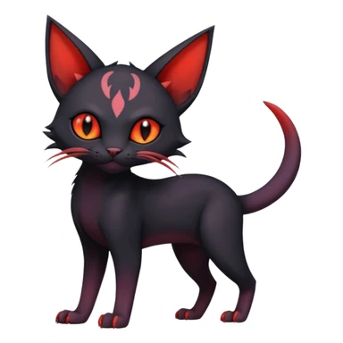 Black edgy Noibat-Purloin-Torracat-Sphynx-Lykoi-Caracal-cat-Fakemon-fusion-hybrid-creature sticker