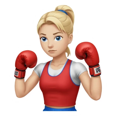 Rubia de ojos azules boxeo con pelo recogido y mostrando cuerpo sticker