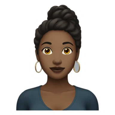 black woman with a round face and long dark hair and hoop earrings sticker