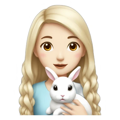 a korean girl with white rabbit sticker