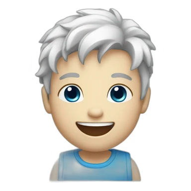 laughing white kid with black hair and blue eyes sticker