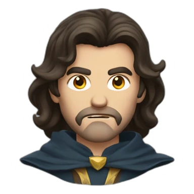 Brunette man with medium hair as wizard angry sticker