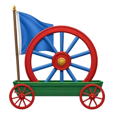 Un drapeau avec la moitié de bleu et l’autre de vert avec une roue de roulotte rouge au centre assez grande sticker