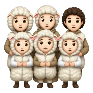 Quero 5 pessoas vestidas de ovelhas sticker