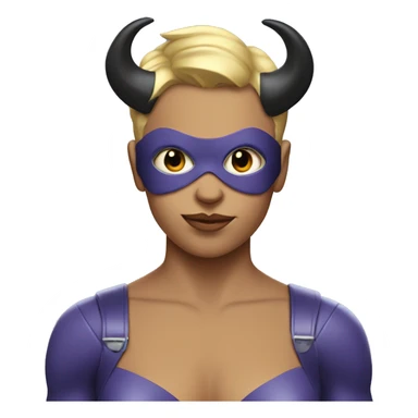 rainy day superhero in bodysuit with horns sticker