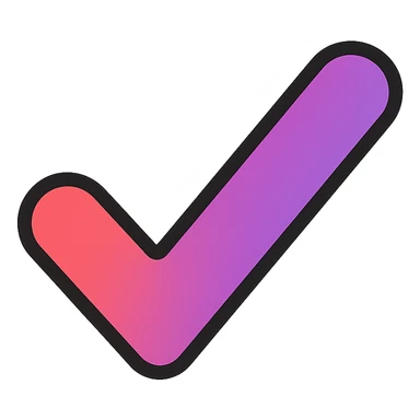 checkmark with red to violet gradient, color icon style sticker
