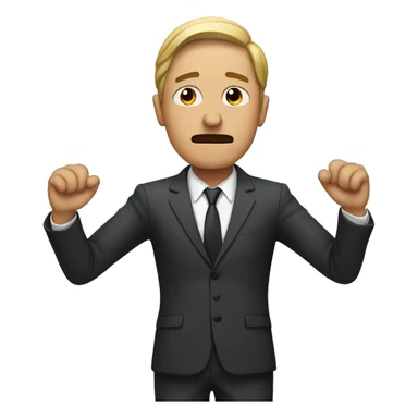 sad man in suit holding out his arms sticker