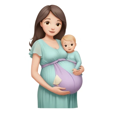 A beautiful pregnant woman standing in soft natural light near a window, gently holding her baby bump, wearing a flowing pastel dress, warm smile, cinematic photography, shallow depth of field, high resolution, soft tones, professional maternity photoshoot
 sticker