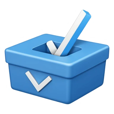 WhiteCheckmark in blue box sticker