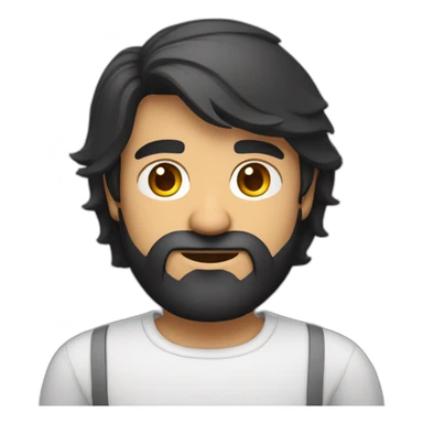 Indian white man developer in plain white shirt with sleeve up and nice medium length black hair and beard profile image sticker