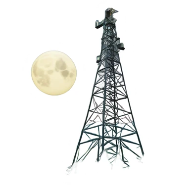 Pine trees oil derrick moon sky sticker