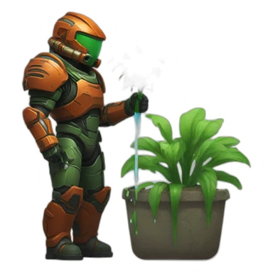 Doom slayer watering plants sticker
