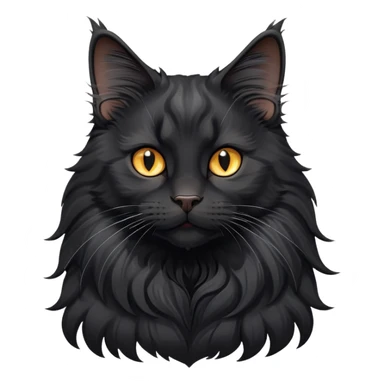 cinematic-black-maine-coon-cat-portrait-emoji,-head-tilted-playfully-and-inquisitively,-sleek--black-fur,-simplified-yet-adorable-features,-highly-detailed,-glowing-with-a-warm,-friendly-glow  sticker