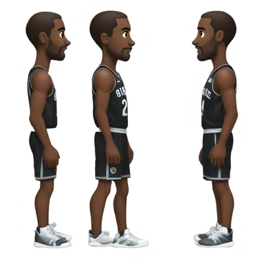 Basketball player in black jersey and black shorts with a a black leg sleeve that covers his entire left leg sticker