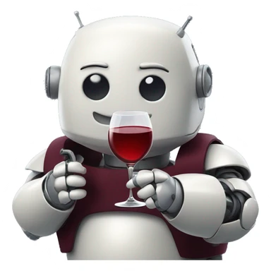 chubby happy french robot drinking red wine sticker