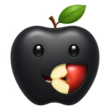 emoji of a black apple with a bite on the right sticker
