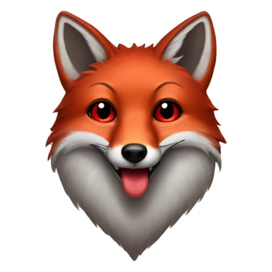 dark red fox face with tiny red heart instead of eyes sticker