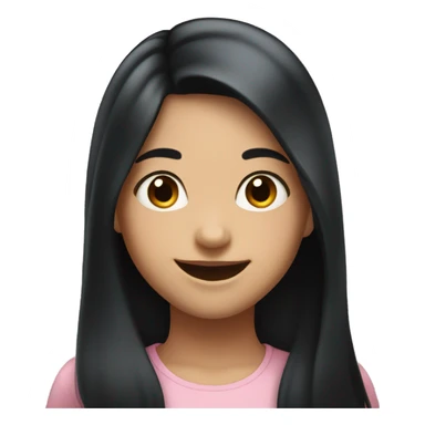 girl with a long black hair and rosy cheeks smileing sticker