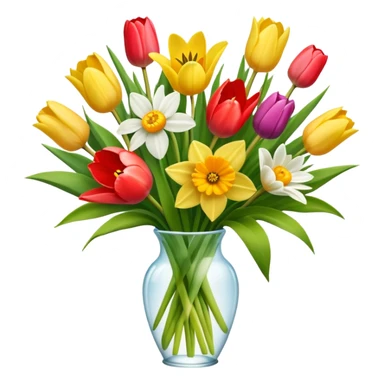 spring flower bouquet with tulips, daffodils, and daisies sticker