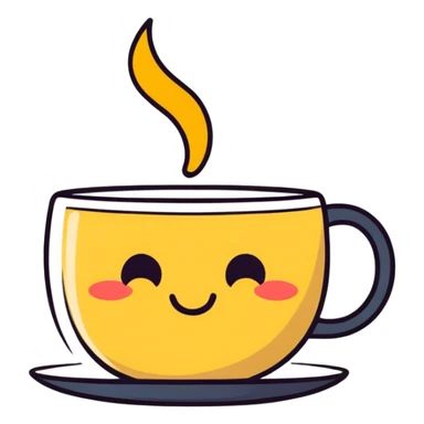 cartoon style emoji of a character sipping tea, expressive and cute sticker