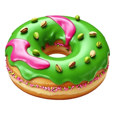 donut with green & pink swirled frosting & pistachio pieces sticker