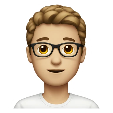 Boy with dark red glasses white skin and brown hair sticker