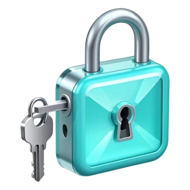 Holographic and glassmorphic turquoise lock sticker