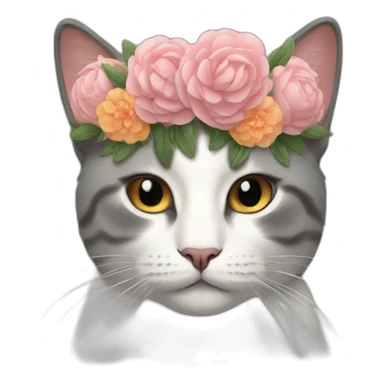 Flower crown cat sticker