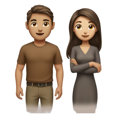 Brown haird asian girl with brown haired guy sticker