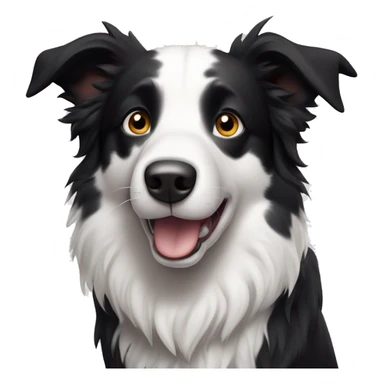 Create an image of a Border Collie with a predominantly black and white coat. He has erect ears, a white blaze on his face, and black spots on his white chest and legs. His eyes are bright and expressive. sticker