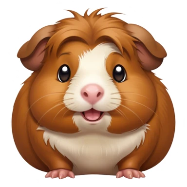 Cinematic Comical Brown Guinea Pig Portrait Emoji, Head tilted dramatically with an exaggeratedly amused expression, featuring a sleek brown coat with a naturally scrunched little face, wide, expressive dark eyes filled with playful disbelief, Simplified yet hilariously expressive features, highly detailed, glowing with a slightly sassy glow, high shine, dramatic yet playful, stylized with an air of cheeky mischief, bright and endearing, soft glowing outline, capturing the essence of a spirited and over-the-top guinea pig, so meme-worthy it feels like it could side-eye its way into internet fame instantly! sticker