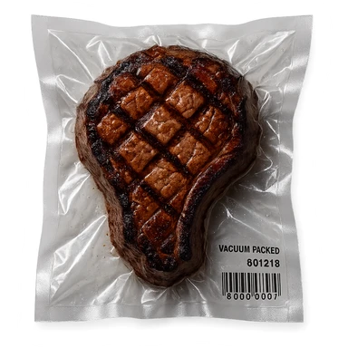 grilled steak, glossy vacuum-sealed style sticker