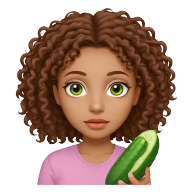 lightskin girl having a spa day with green skincare clay mask and ,cucumbers on her eyeballs  and brown curly hair and a pink shirt  sticker
