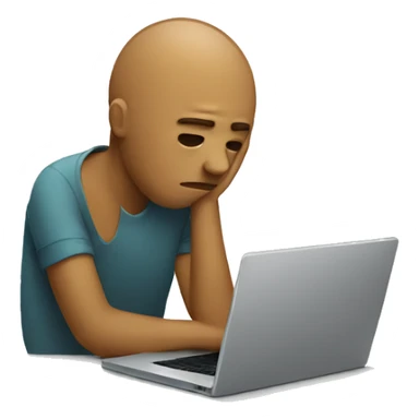 sad person with laptop sticker