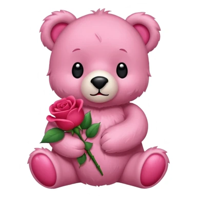 One pink bear with red rose  sticker