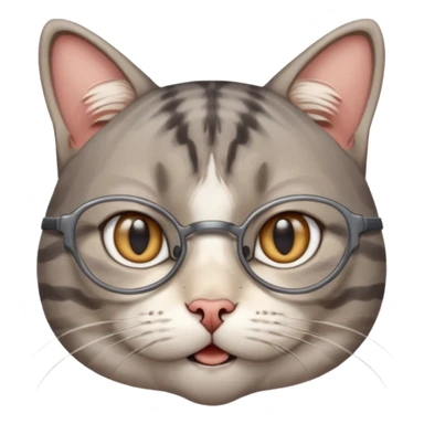 generate a nerdy, confused cat who is also in a state of panic sticker