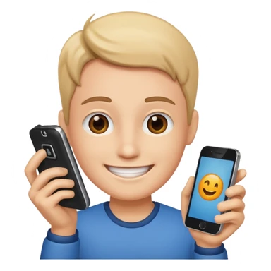 Happy holding a phone sticker