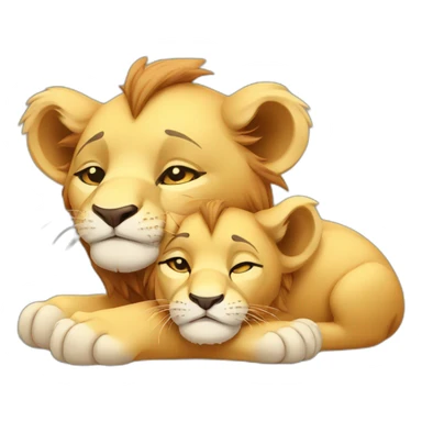 Two sleepy lion cubs sticker