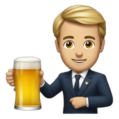 Macron tenant une bière sticker