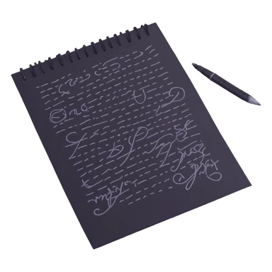 A hand furiously scribbling on a piece of paper with a pen or pencil. The paper is messy with random lines and doodles sticker