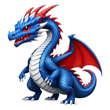 Edgy cool black and white and red and blue Fakémon-Pokémon-dragon sticker