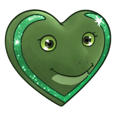 Green heart with sparkle sticker