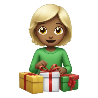 Small young child opening christmas presents  sticker