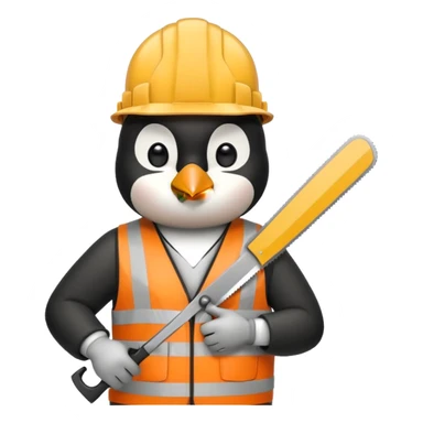 Penguin Construction Worker with saw sticker
