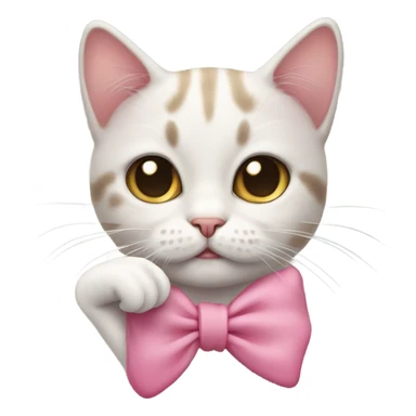 Cat with a small pink bow cutely sticking up middle finger sticker
