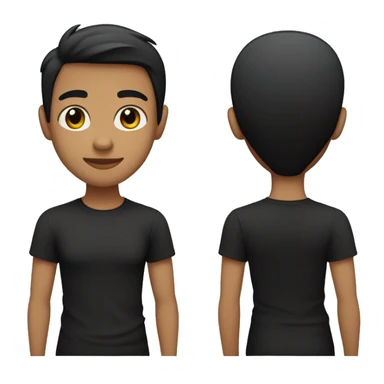 Create an emoji of a non gendered person with short black hair, medium skin tone, wearing a black t-shirt, arms crossed, and a neutral standing position sticker