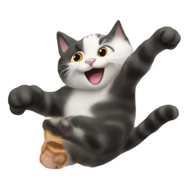 cat jumping off a building  sticker