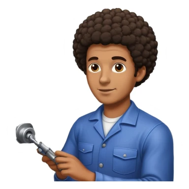 Tanned guy with short Afro working in car factory sticker
